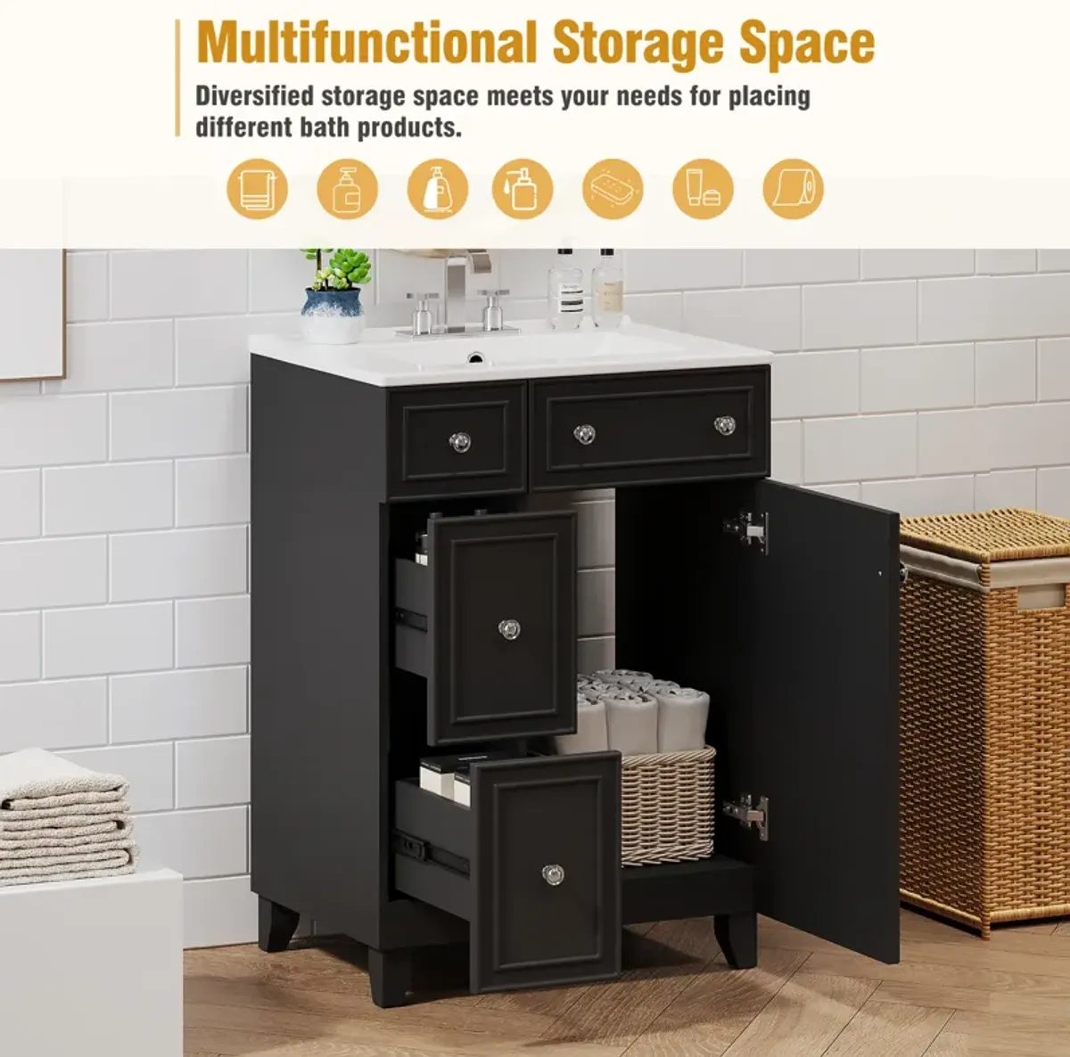 Merax Bathroom Vanity Cabinet with Ceramic Sink