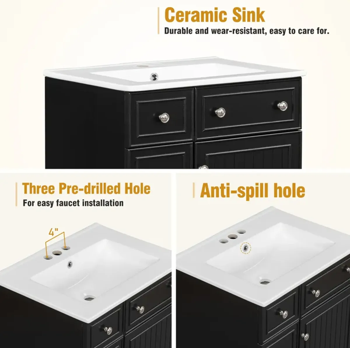 Merax Bathroom Vanity Cabinet with Ceramic Sink