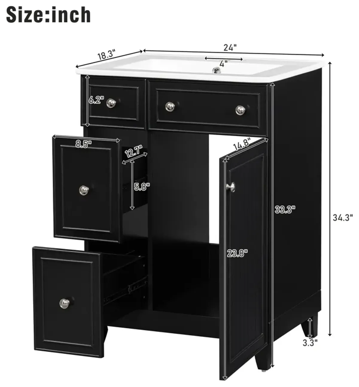 Merax Bathroom Vanity Cabinet with Ceramic Sink