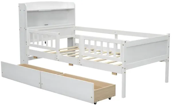 Merax Platform Bed with LED Light and 2 Drawers