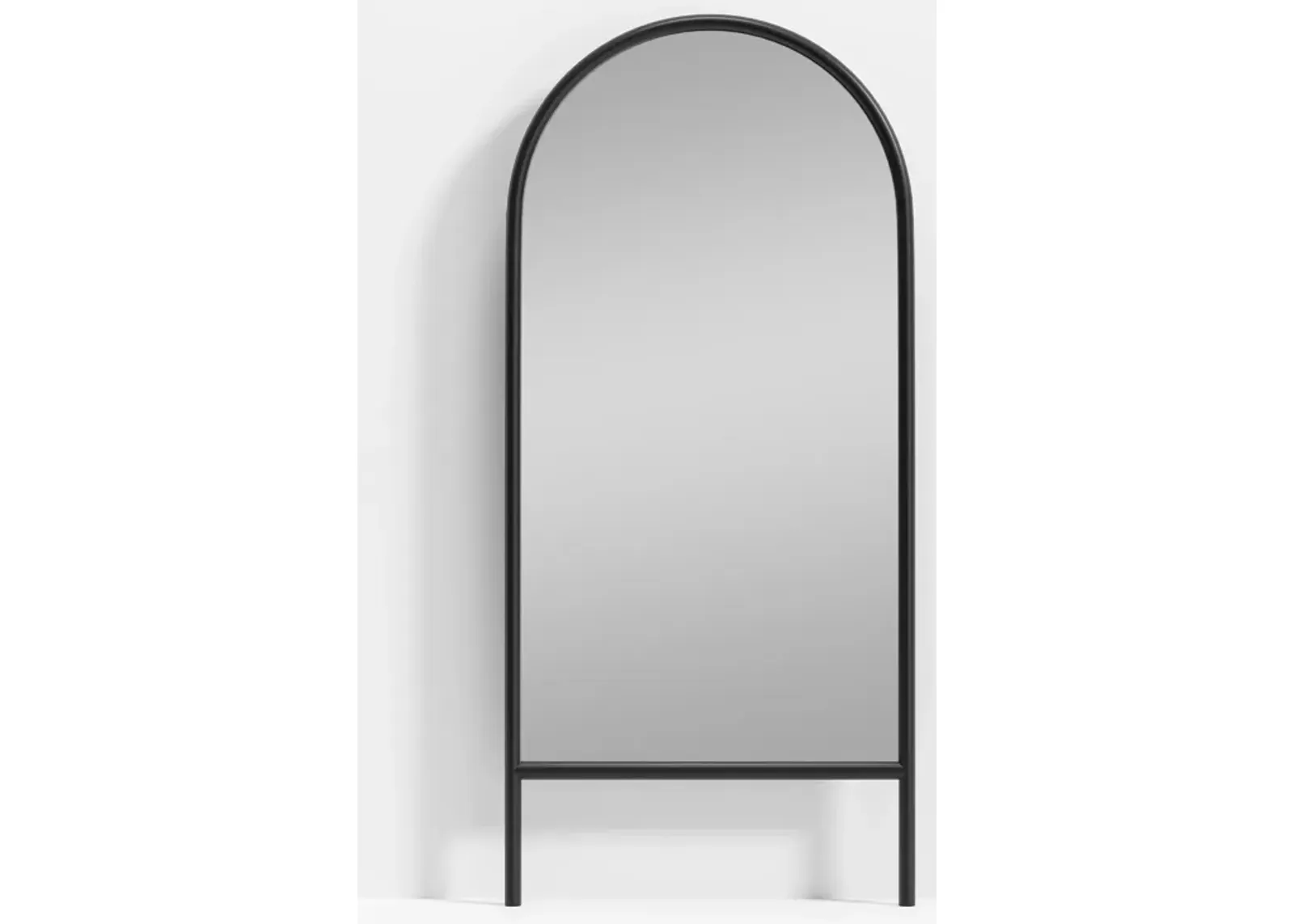 71*31 Ladder Arched Wood Framed Black Full-length Leaning Mirror