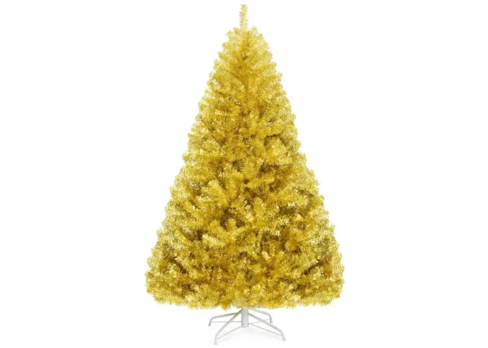 Hivvago 6/7.5 Feet Artificial Tinsel Christmas Tree Hinged with Foldable Stand