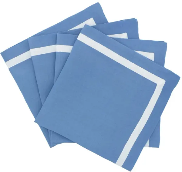 Linen Napkins With Red Stitch Edges, Set of 4