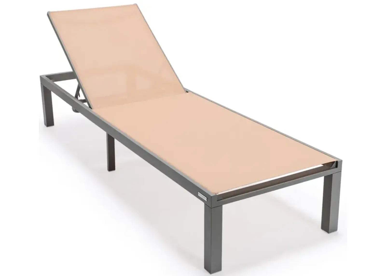 LeisureMod Marlin Patio Chaise Lounge Chair With Grey Aluminum Frame