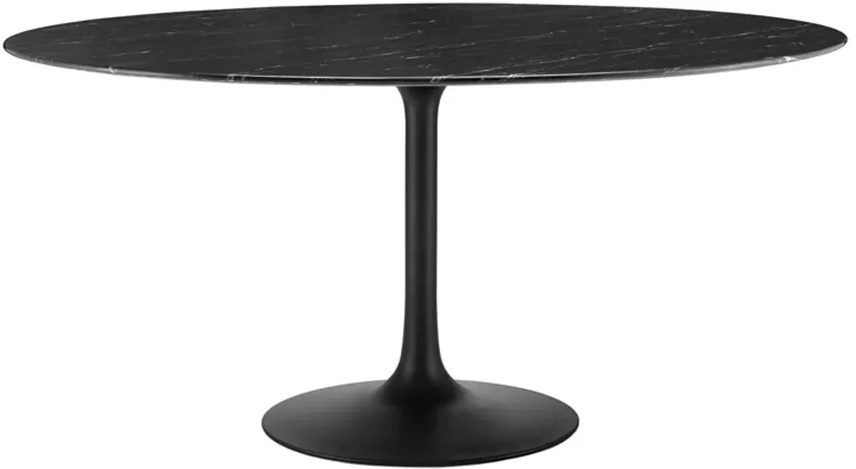 Modway - Lippa 60" Round Artificial Marble Dining Table Black Black