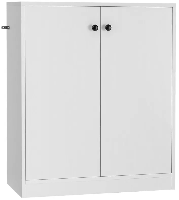 2 Door Storage Base Cabinet with 3-Tier Shelf-White