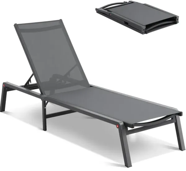 5-Position Chaise Lounge Chair – Adjustable Outdoor Recliner for Patio, Garden, Pool, or Deck