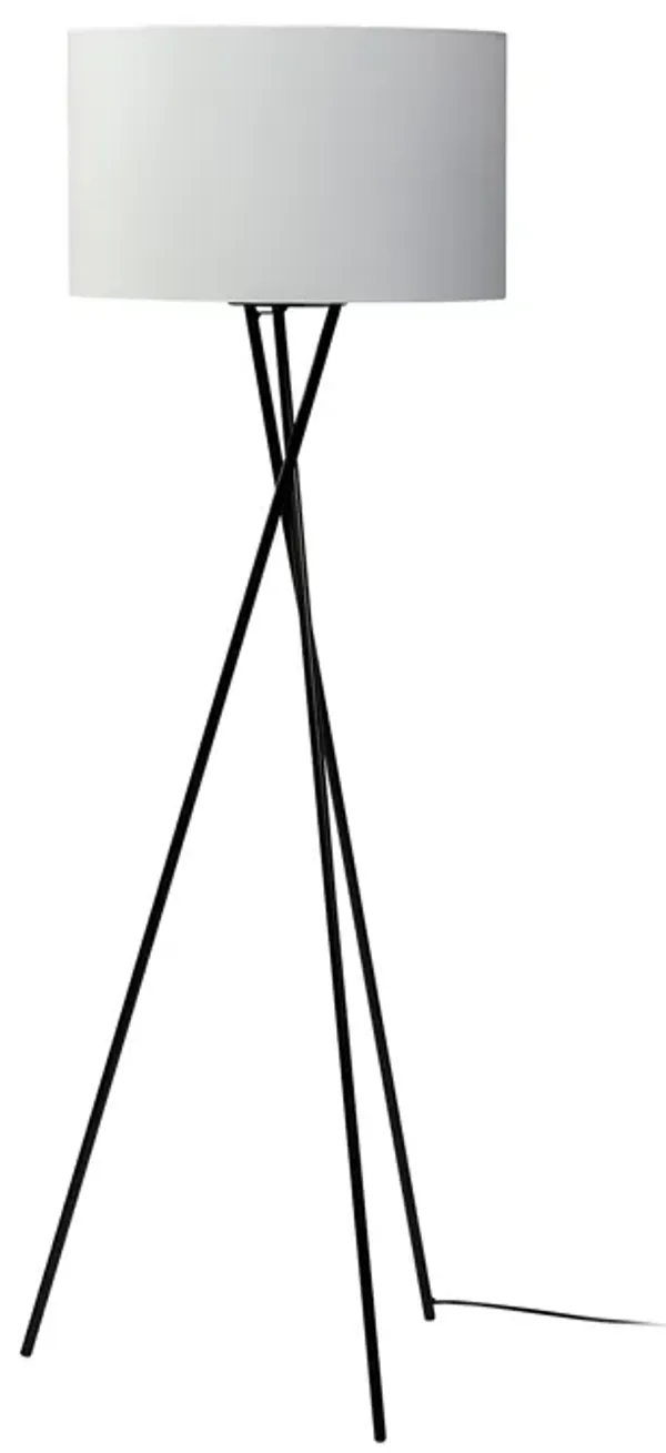 Hivvago 66" Black Tripod Floor Lamp With White Fabric Drum Shade
