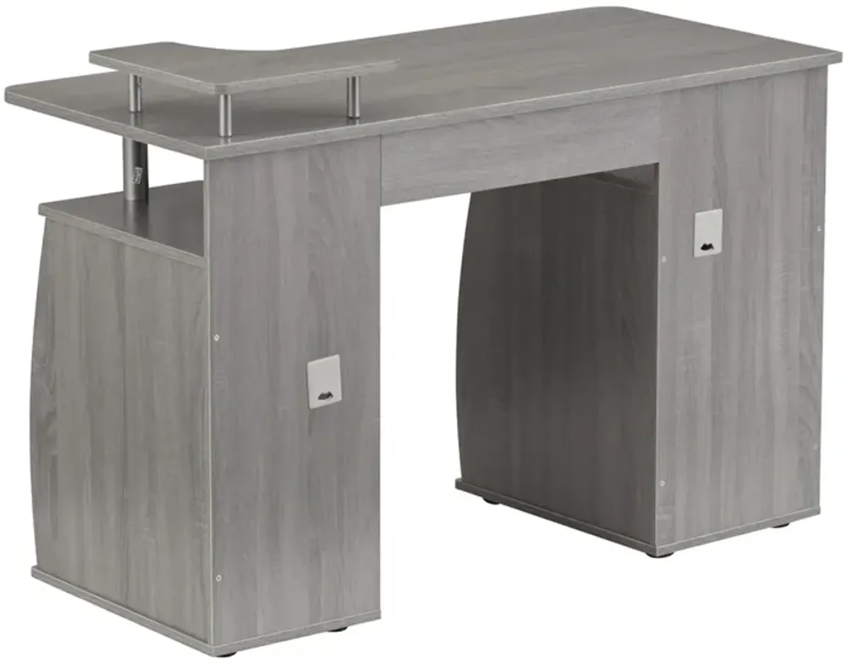 Complete Computer Workstation Desk With Storage, Grey