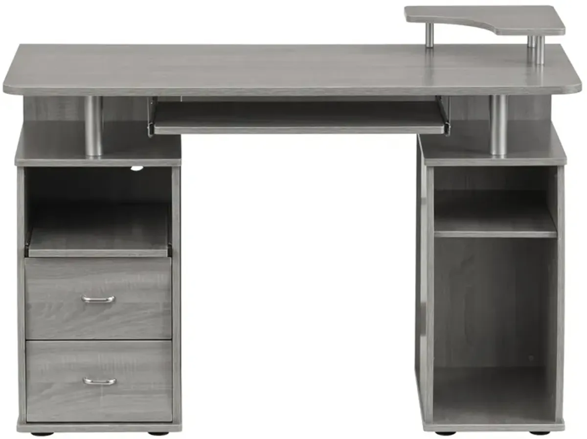 Complete Computer Workstation Desk With Storage, Grey