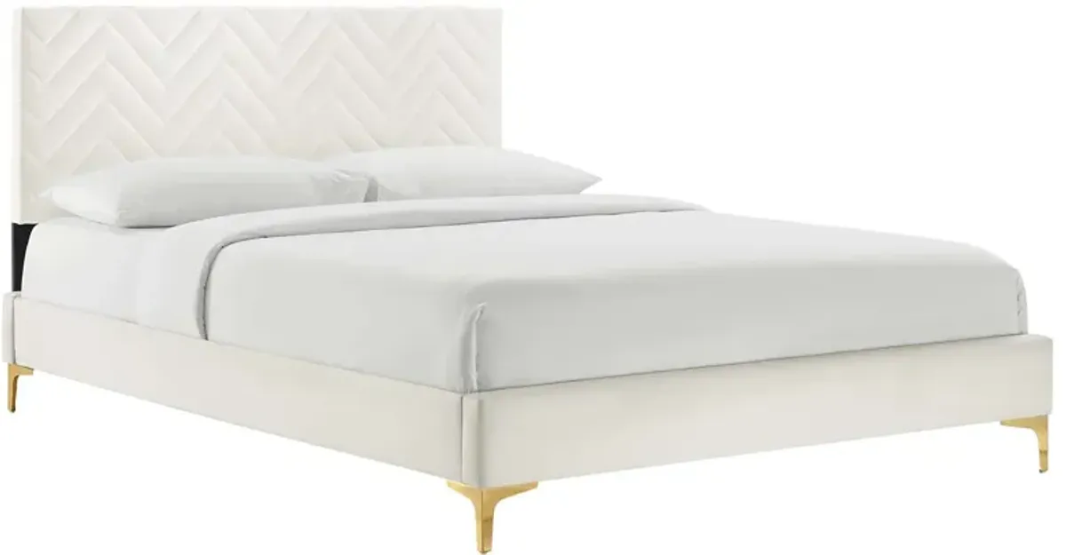 Modway - Leah Chevron Tufted Performance Velvet King Platform Bed