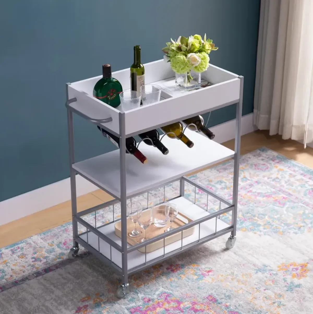 Kitchen Cart White Silver