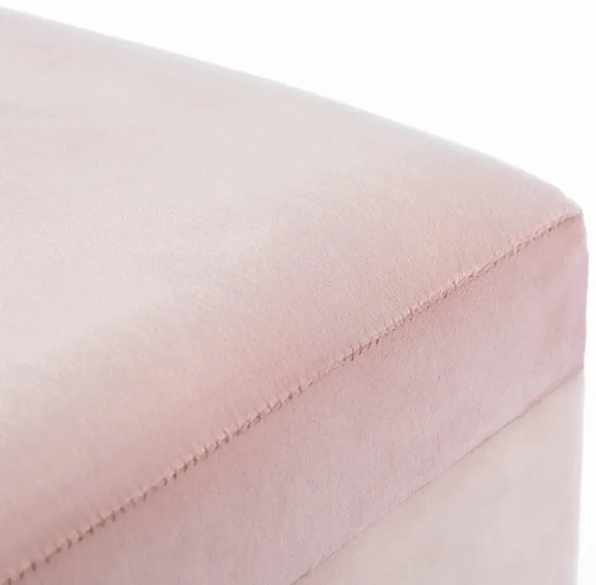 Square Velvet Storage Ottoman with Rose Gold Legs, Pink