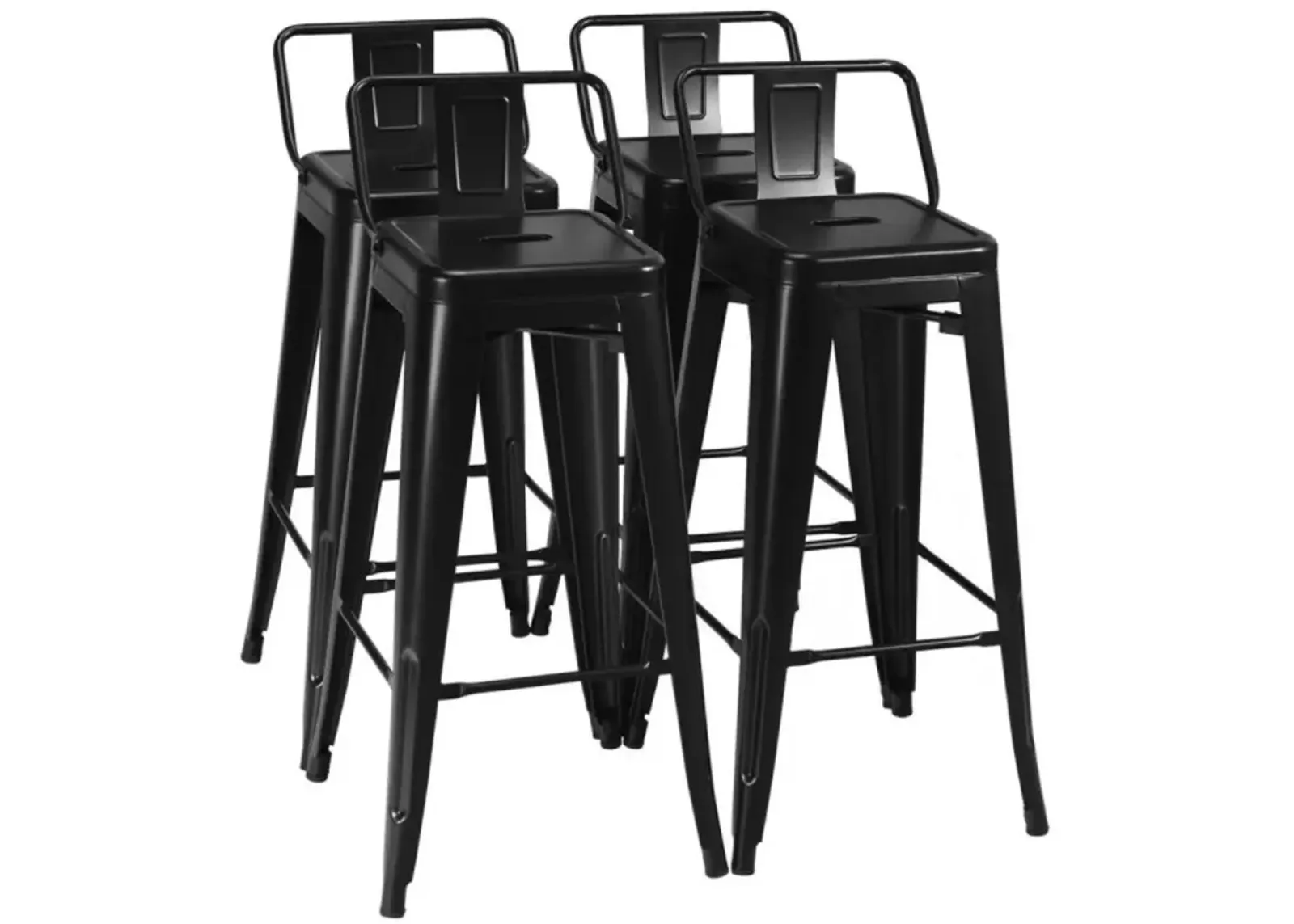 Hivvago 30 Inch Set of 4 Metal Counter Height Barstools with Low Back and Rubber Feet