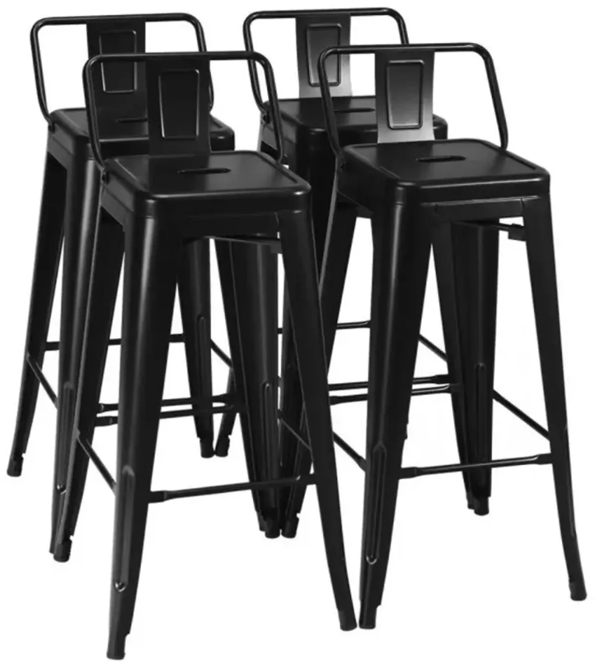 Hivvago 30 Inch Set of 4 Metal Counter Height Barstools with Low Back and Rubber Feet