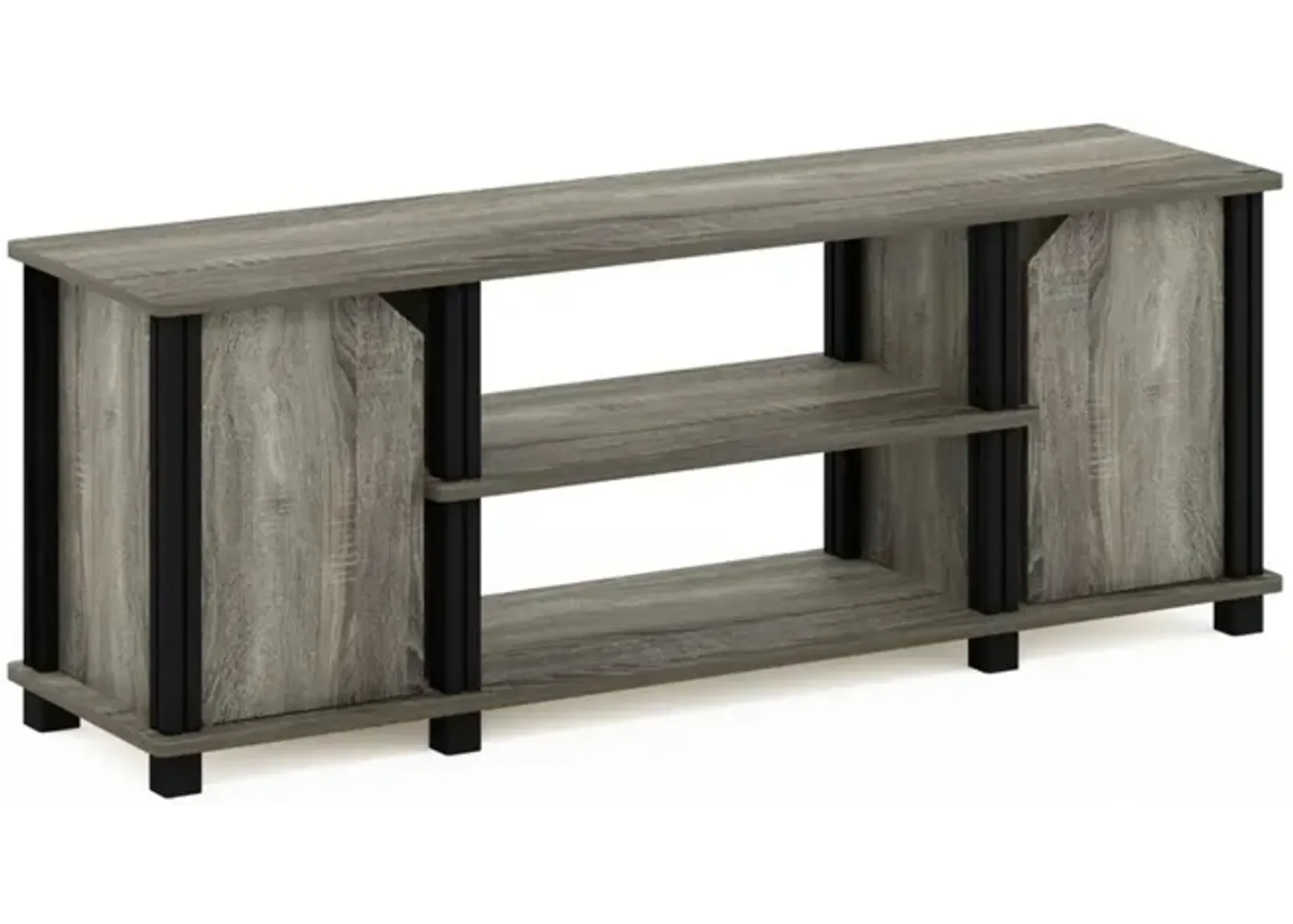 Furinno Furinno Simplistic TV Stand with Shelves and Storage, French Oak/Black