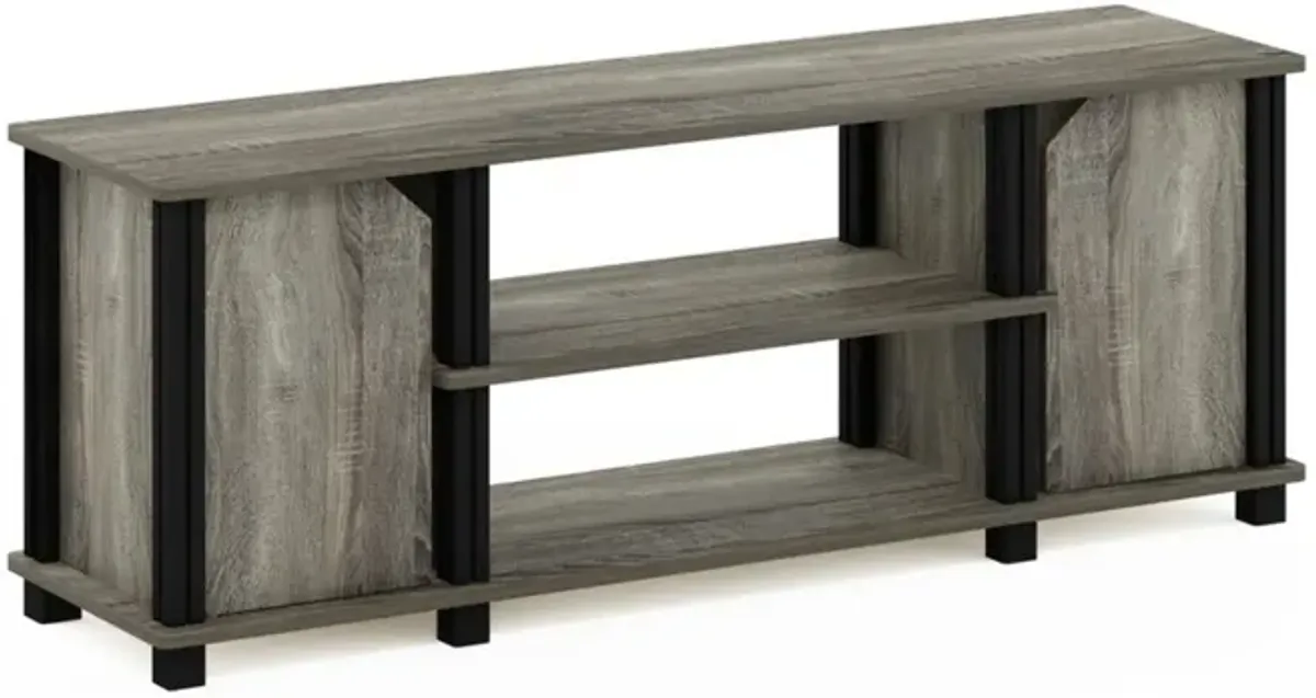 Furinno Furinno Simplistic TV Stand with Shelves and Storage, French Oak/Black