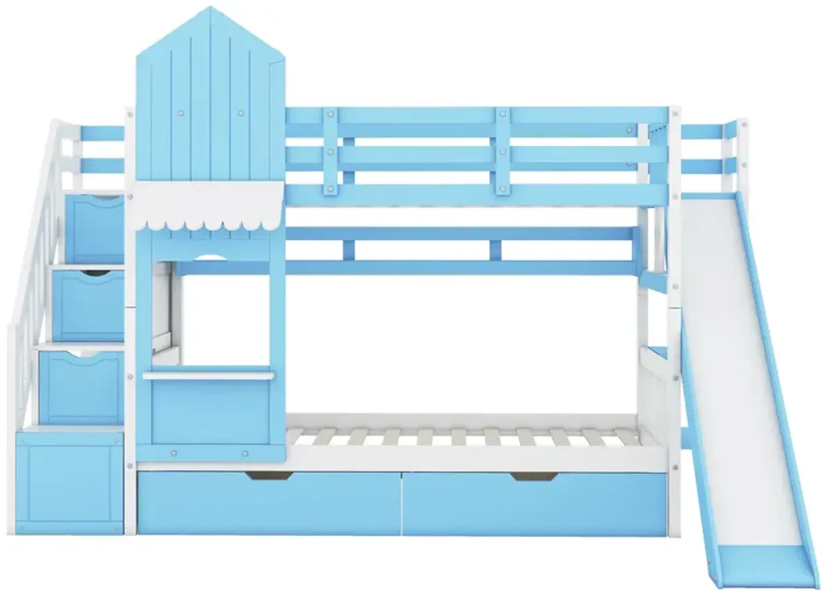 Merax Castle Bunk Bed with 2 Drawers