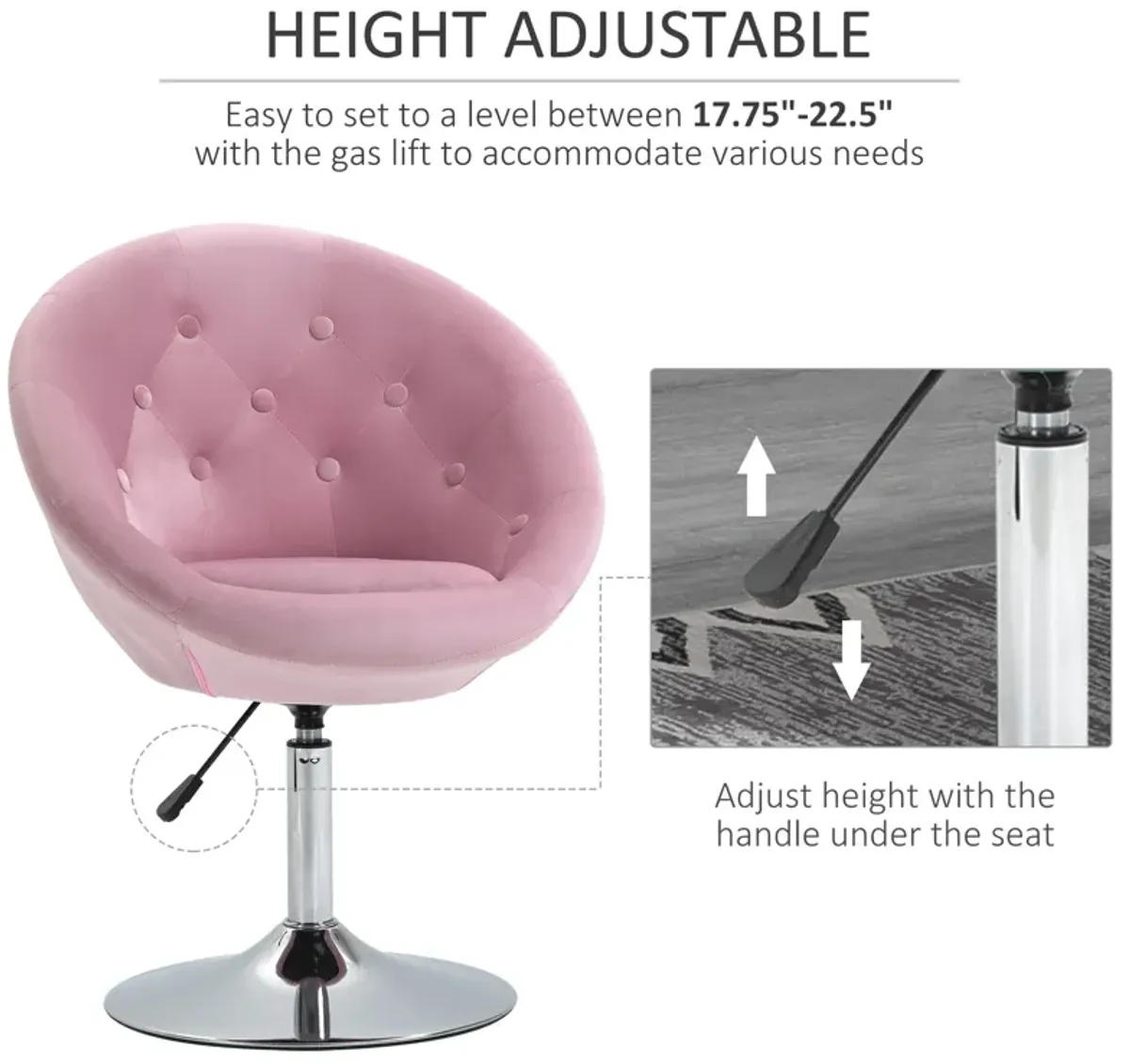 Pink Bedroom Accent: Modern Tufted Swivel Vanity Chair