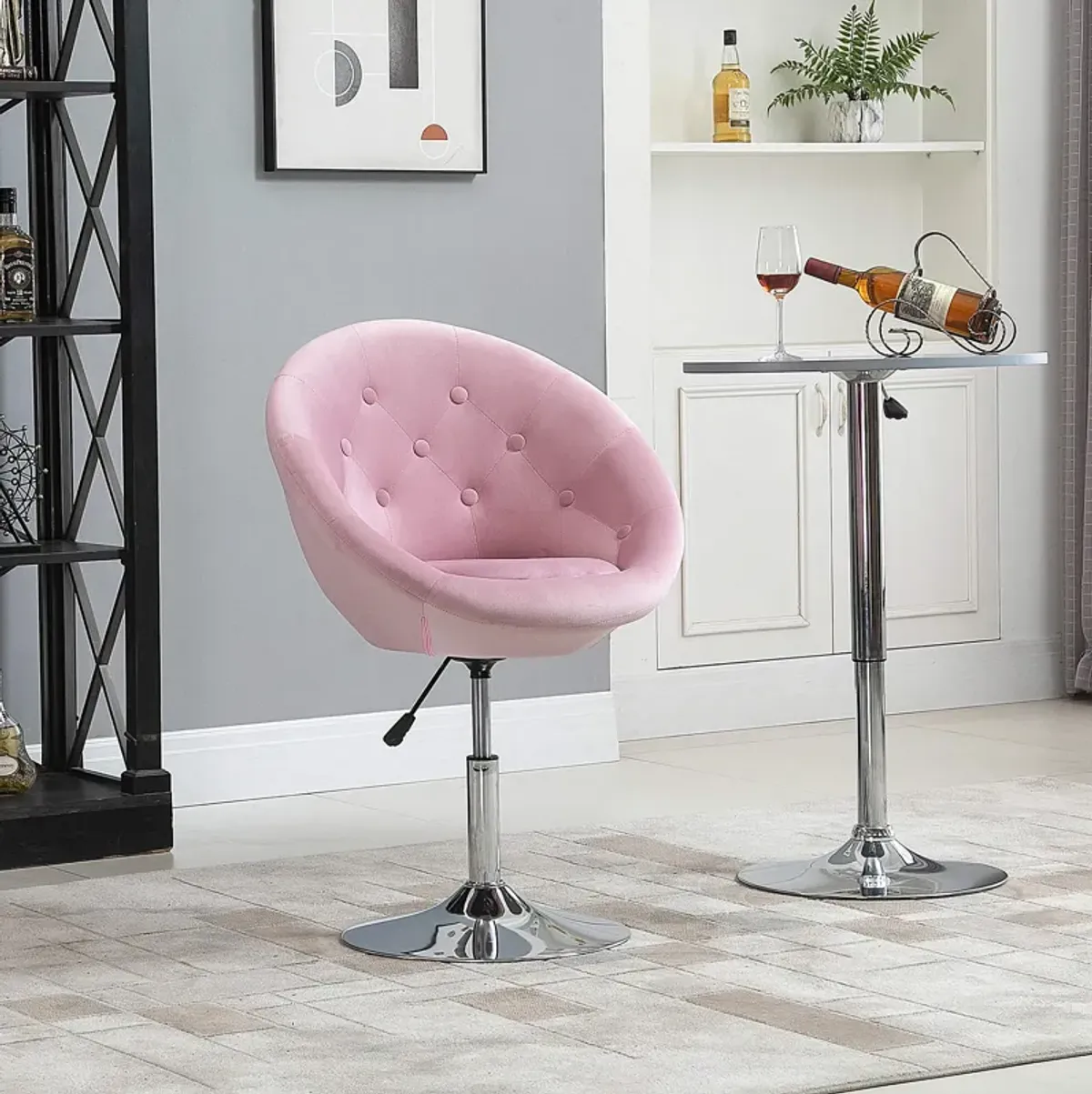 Pink Bedroom Accent: Modern Tufted Swivel Vanity Chair