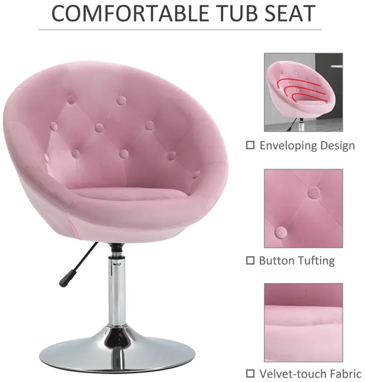 Pink Bedroom Accent: Modern Tufted Swivel Vanity Chair