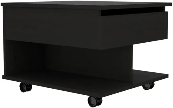 Hivvago 22 Inch Black Manufactured Wood Rectangular Lift Top Coffee Table With Drawer