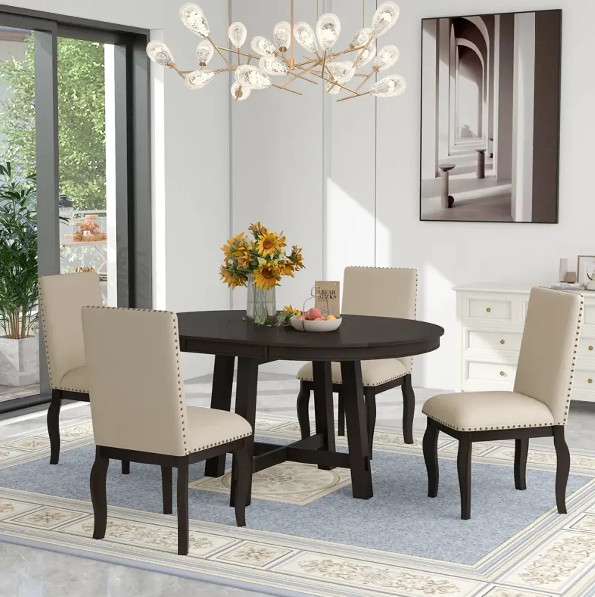 Merax 5-Piece Farmhouse Dining Table Chairs Set