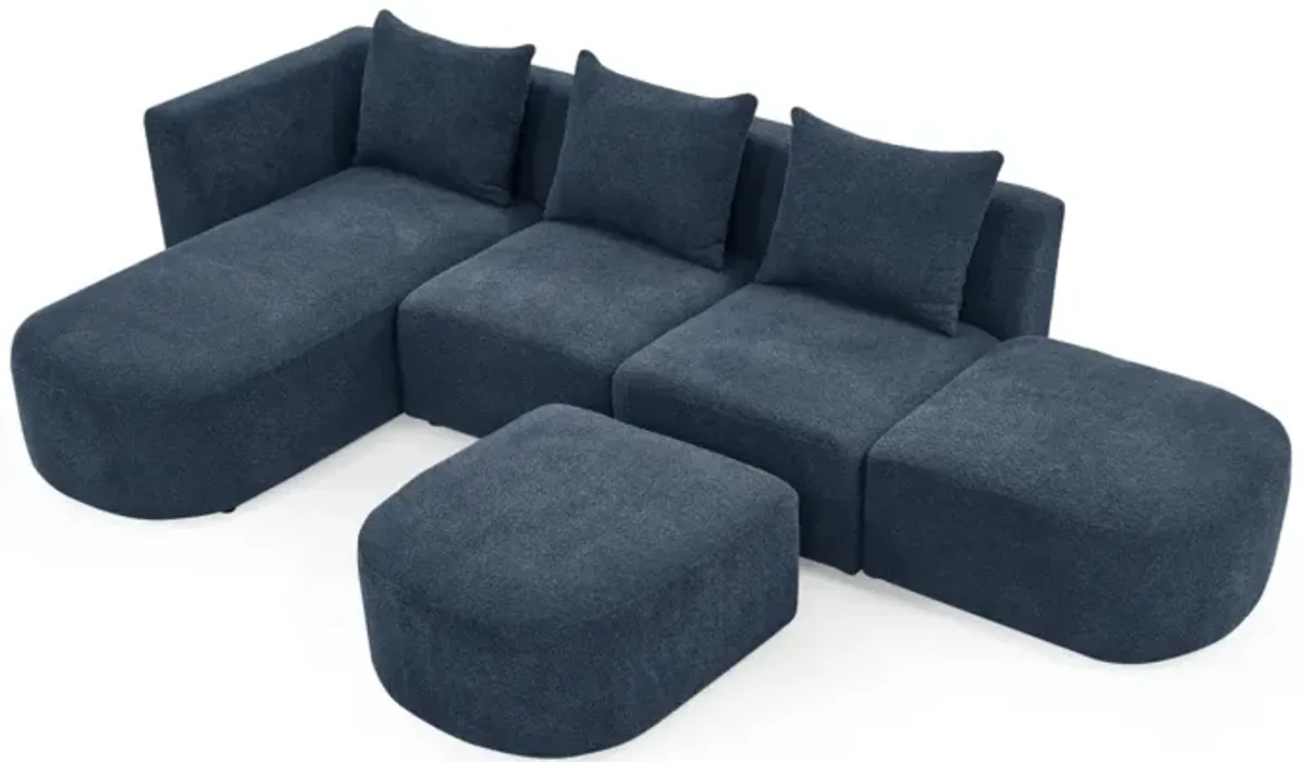 Navy L-Shaped Sectional with Ottoman