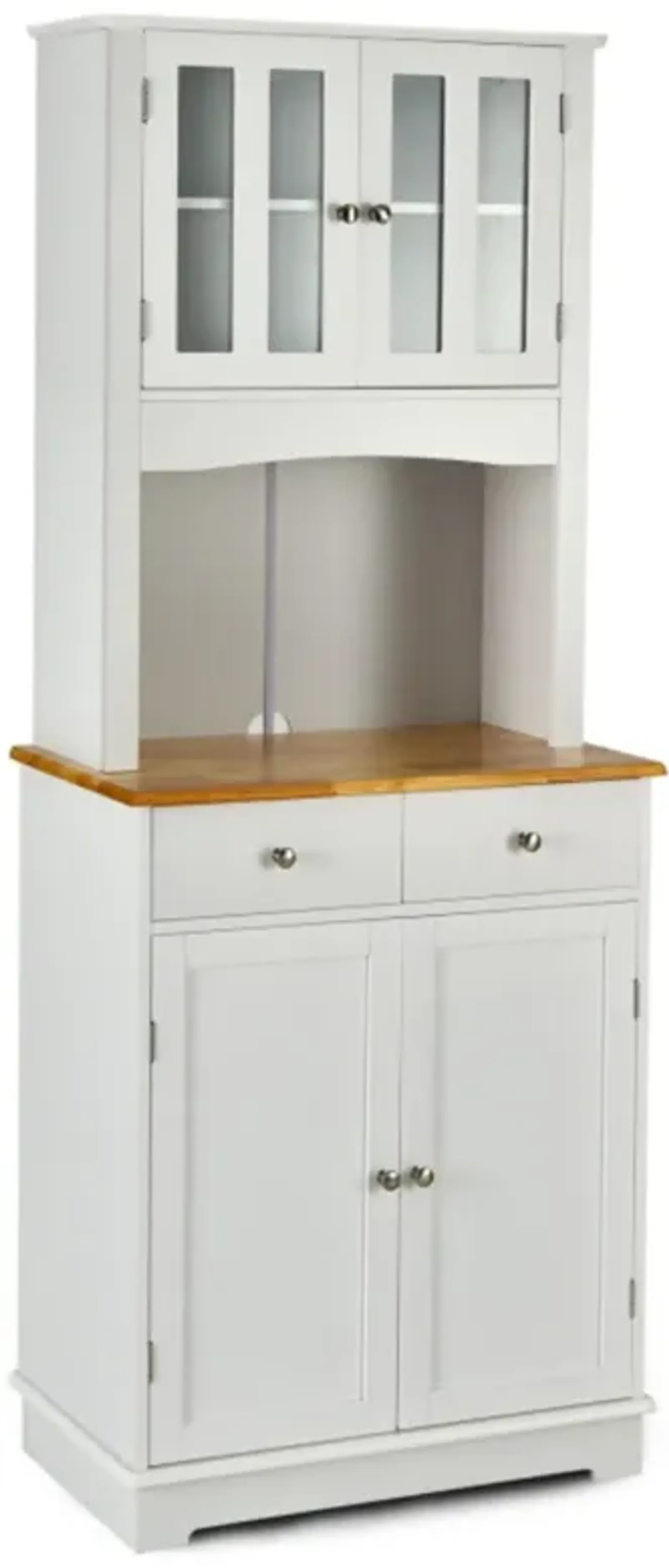 Hivvago Kitchen Pantry Cabinet with Wood Top and Hutch