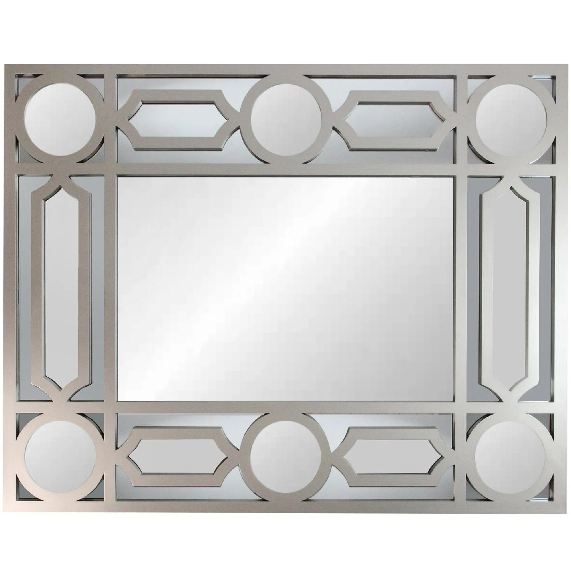 29.5" Gray Framed Geometric Design Rectangular Wall Mirror