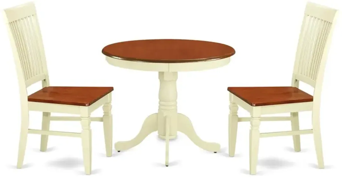 Dining Room Set Buttermilk & Cherry, ANWE3-BMK-W
