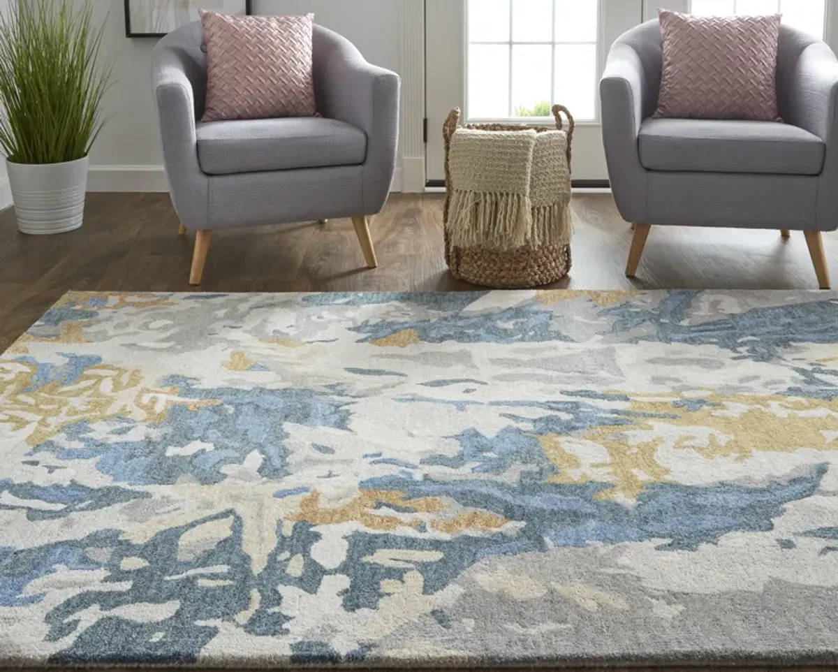 Everley 8645F Gray/Blue/Gold 5' x 8' Rug