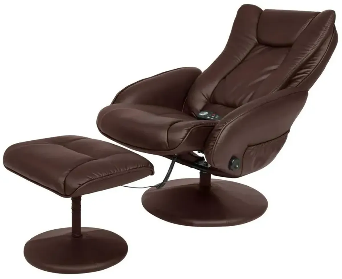 Sturdy Faux Leather Electric Massage Recliner Chair w/ Ottoman