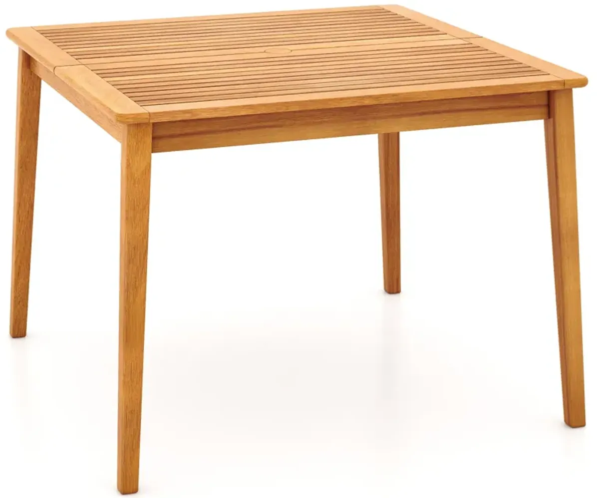 Square Bistro Dining Table with Umbrella Hole for Outdoor