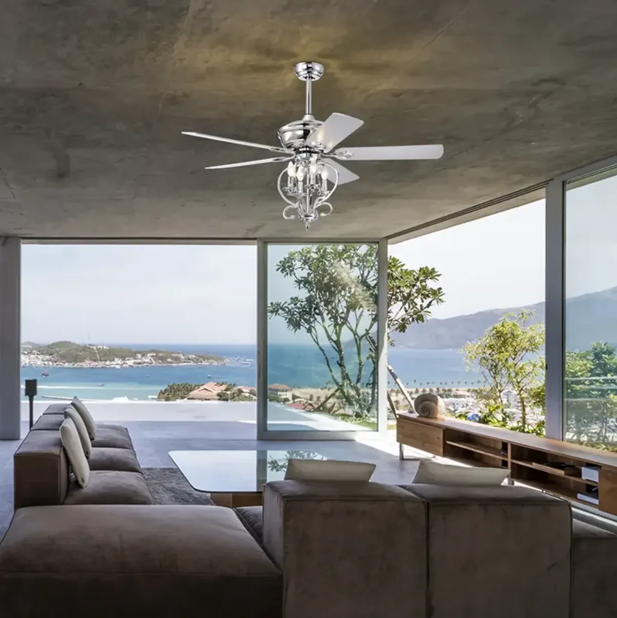 Traditional Silver Ceiling Fan with Remote Control