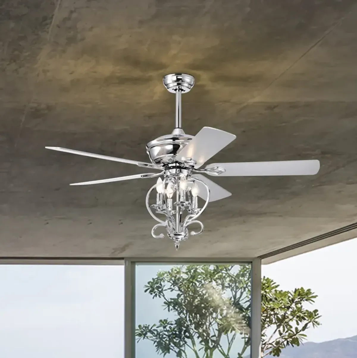 Traditional Silver Ceiling Fan with Remote Control