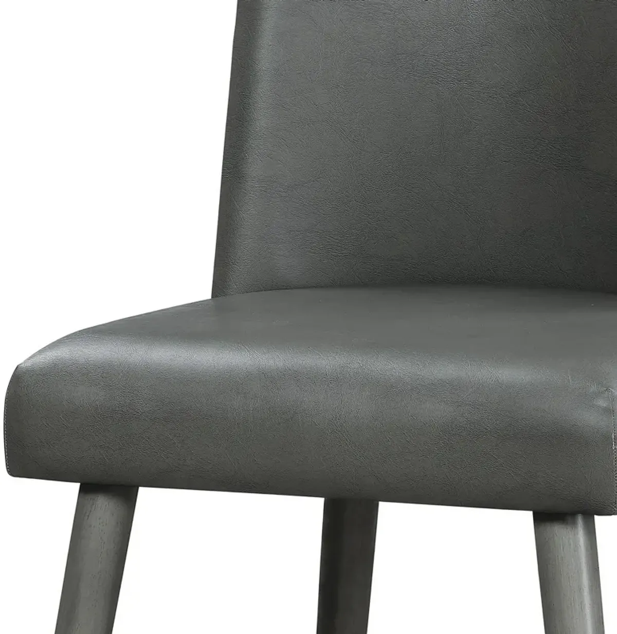 Leatherette Dining Chair with Splayed Wooden Legs, Set of  2, Gray-Benzara