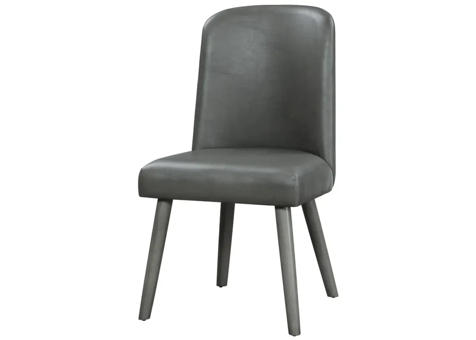 Leatherette Dining Chair with Splayed Wooden Legs, Set of  2, Gray-Benzara