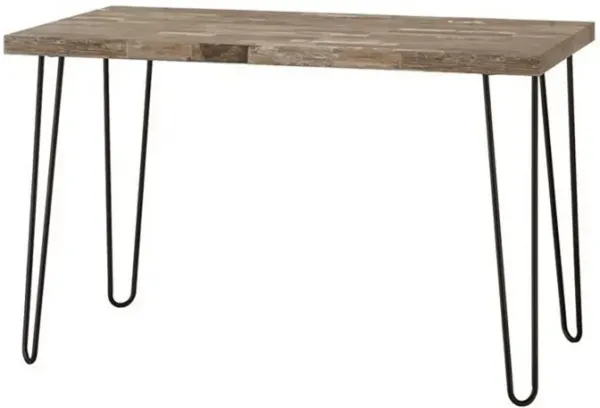 Industrial Style Writing Desk With Hairpin Metal Legs, Brown-Benzara