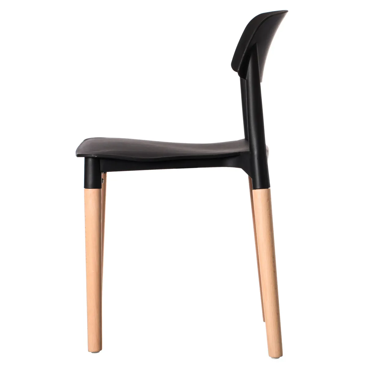 Modern Plastic Dining Chair Open Back with Beech Wood Legs, Yellow