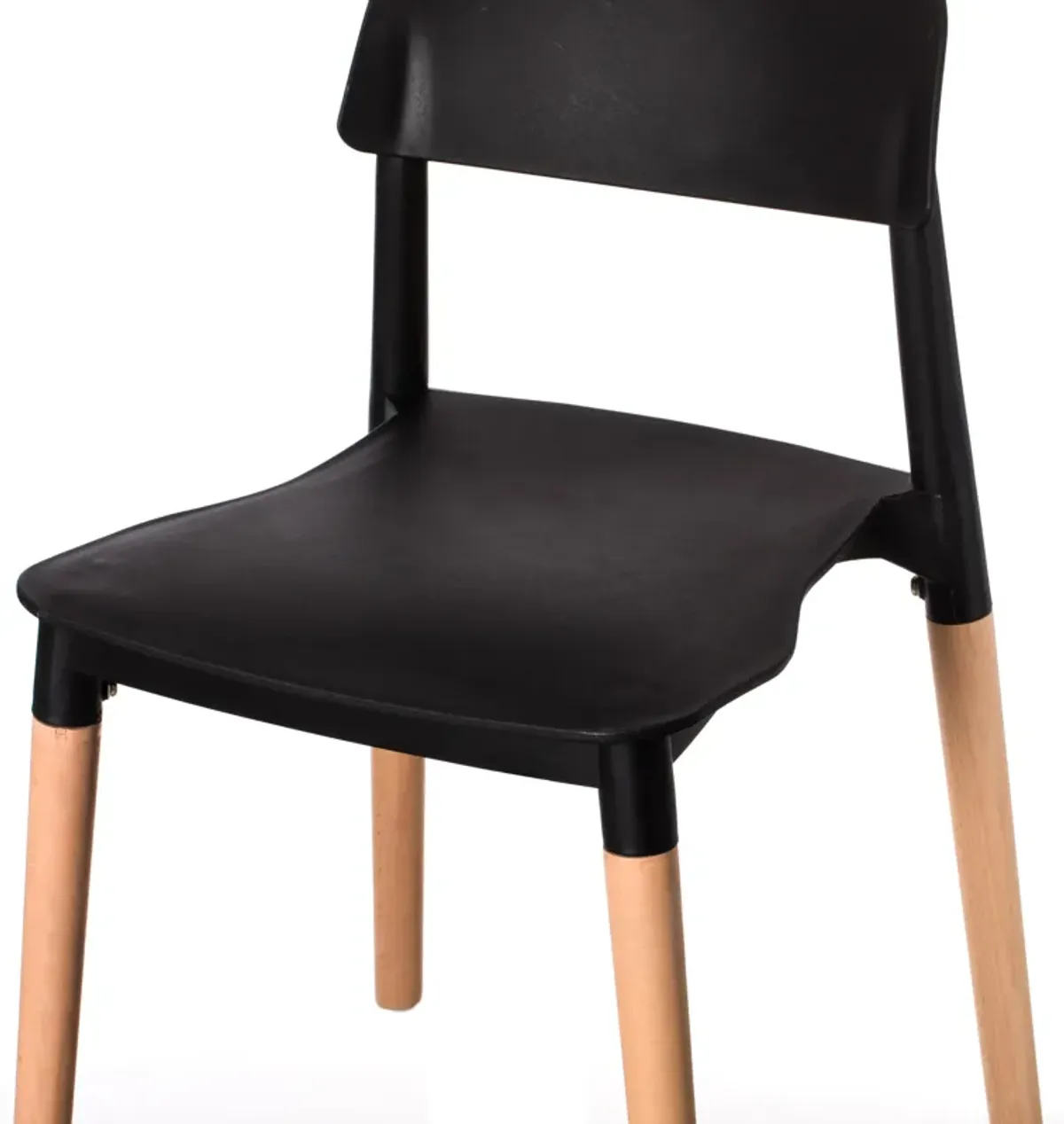 Modern Plastic Dining Chair Open Back with Beech Wood Legs, Yellow