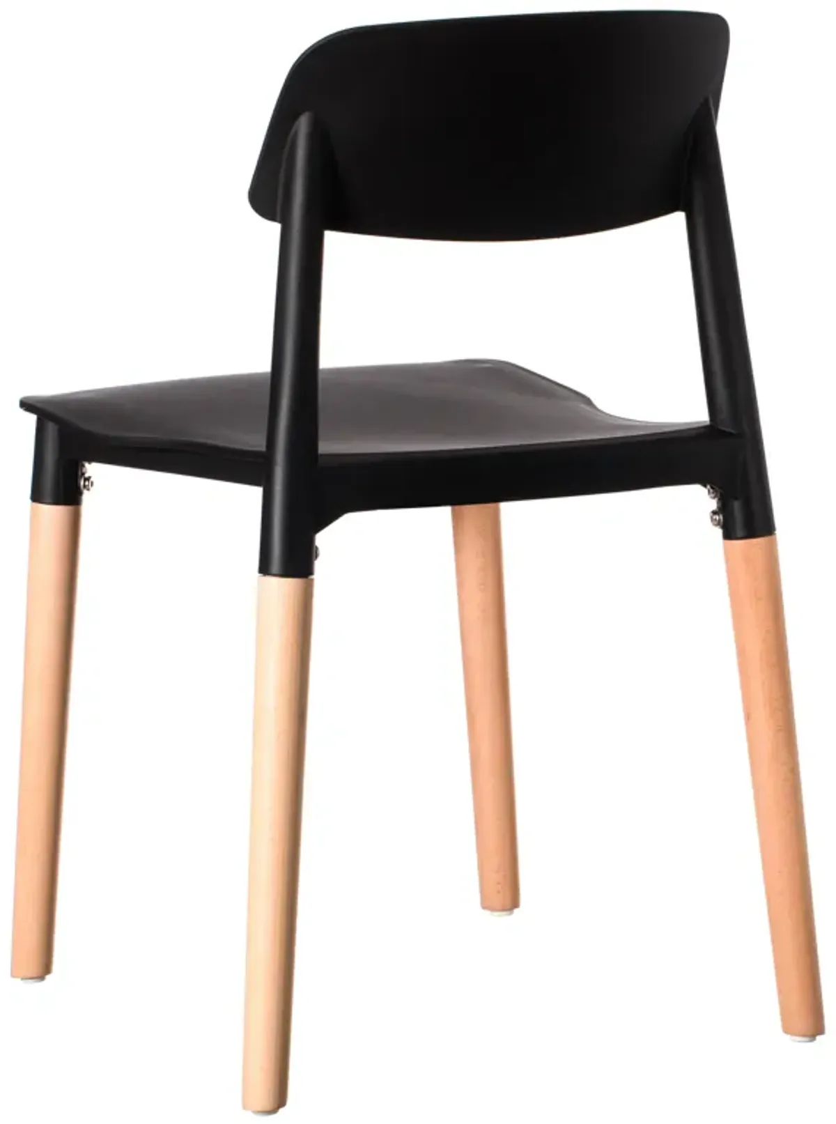 Modern Plastic Dining Chair Open Back with Beech Wood Legs, Yellow