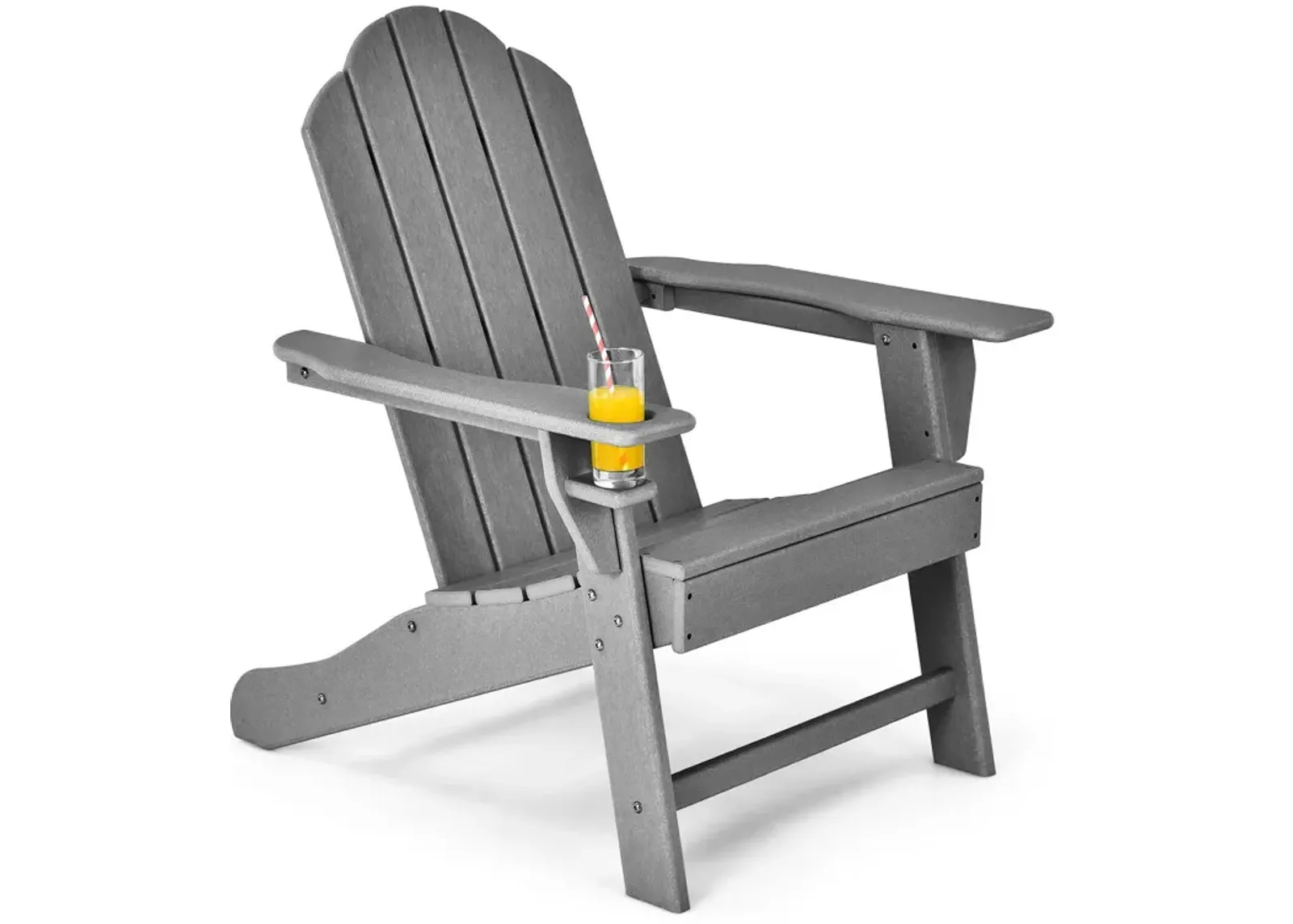 Outdoor Adirondack Chair with Built-in Cup Holder for Backyard Porch