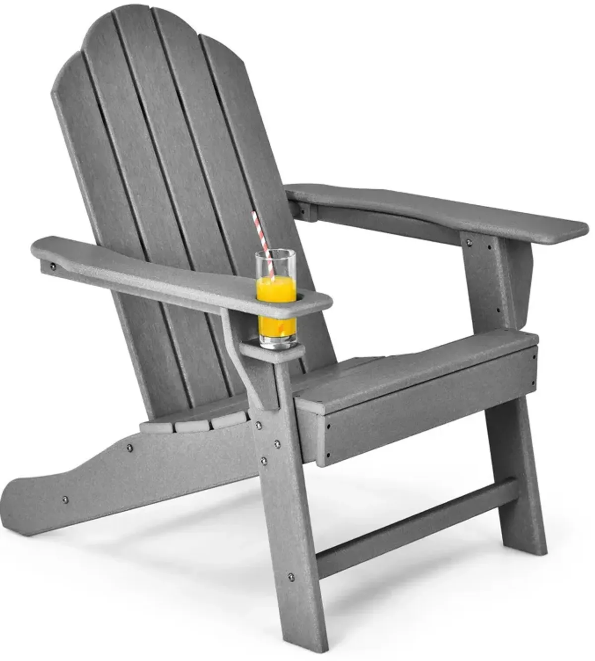 Outdoor Adirondack Chair with Built-in Cup Holder for Backyard Porch