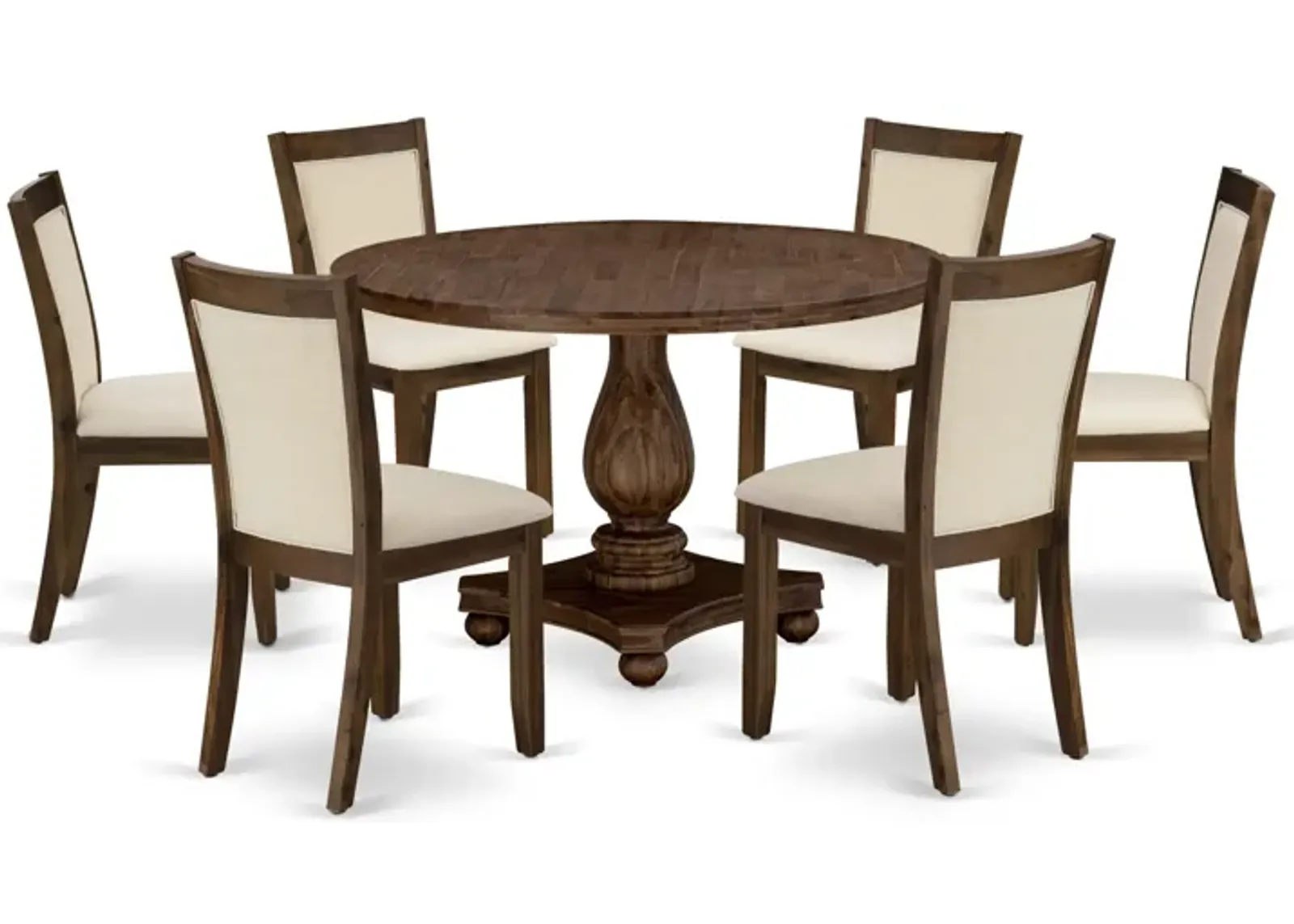 East West Furniture East West Furniture I2MZ7-NN-32 7-Piece Dining Set - A Beautiful Wooden Table and 6 Beautiful Light Beige Linen Fabric Dining Chairs with Stylish High Back (Sand Blasting Antique Walnut Finish)