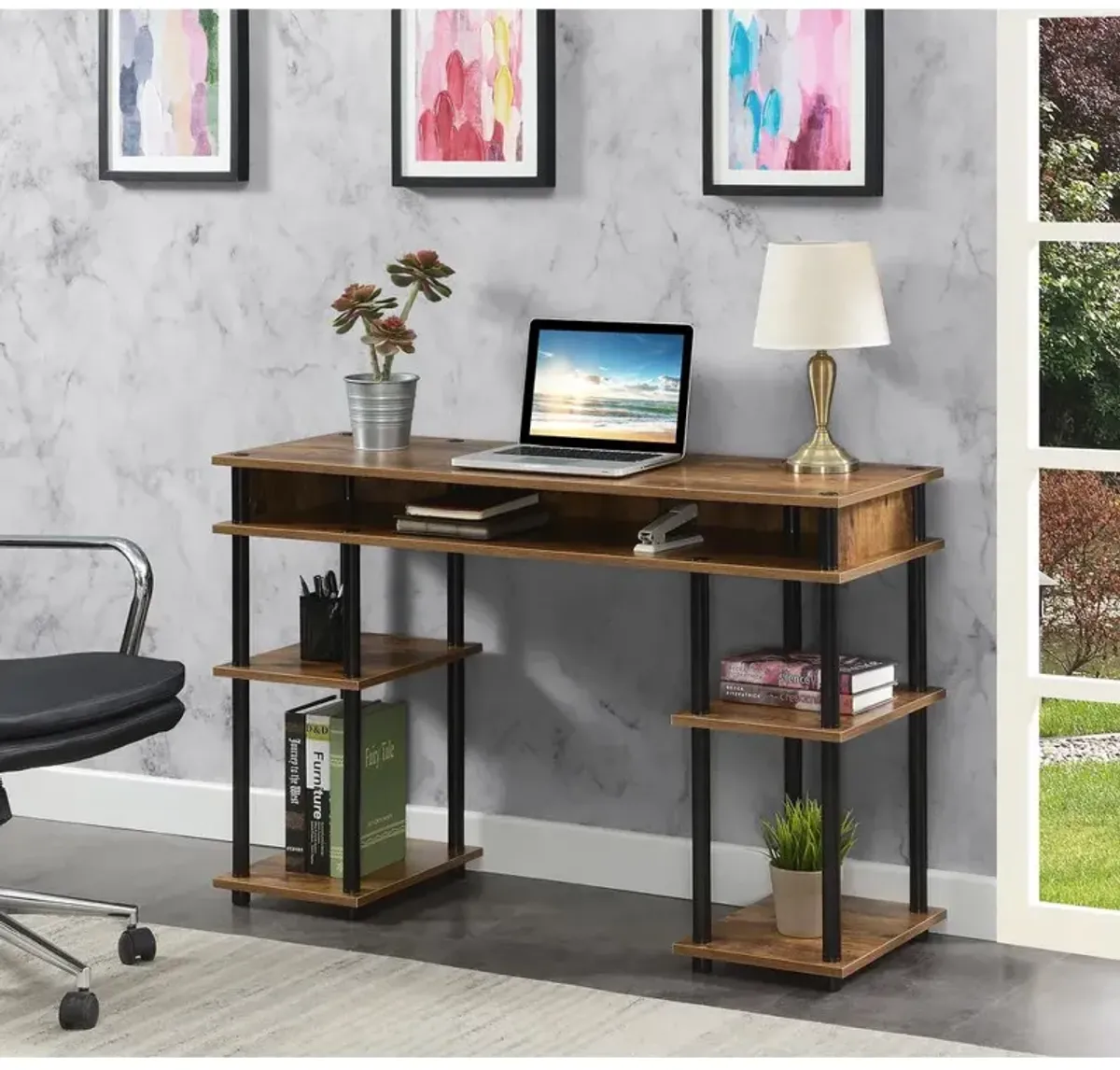 Convience Concept, Inc. Designs2Go No Tools Student Desk with Shelves - Barnwood