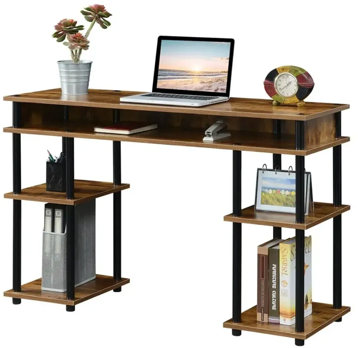 Convience Concept, Inc. Designs2Go No Tools Student Desk with Shelves - Barnwood