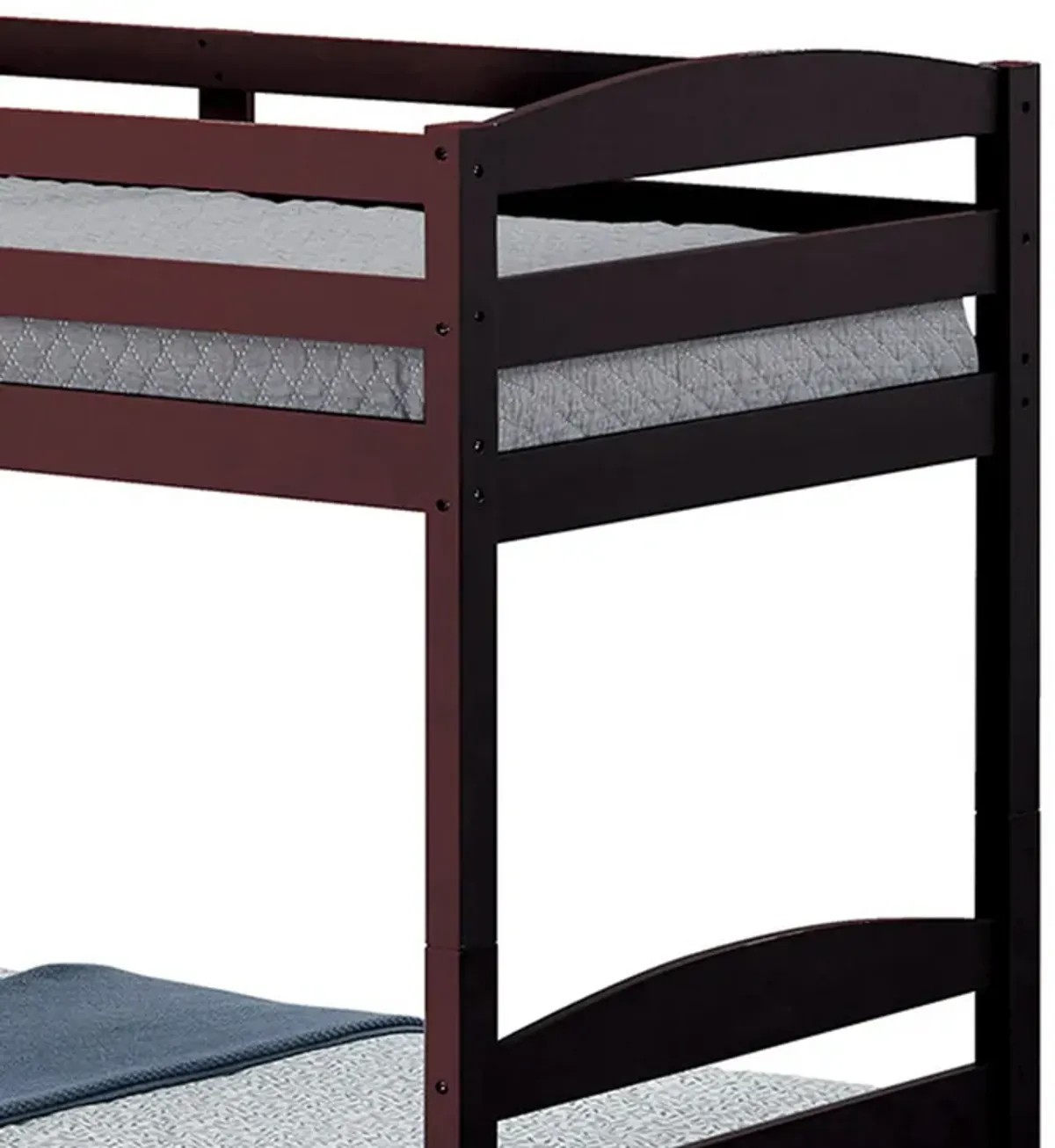 Sifa Twin Bunk Bed, Convenient Ladder, Arch Slat Design, Espresso Brown