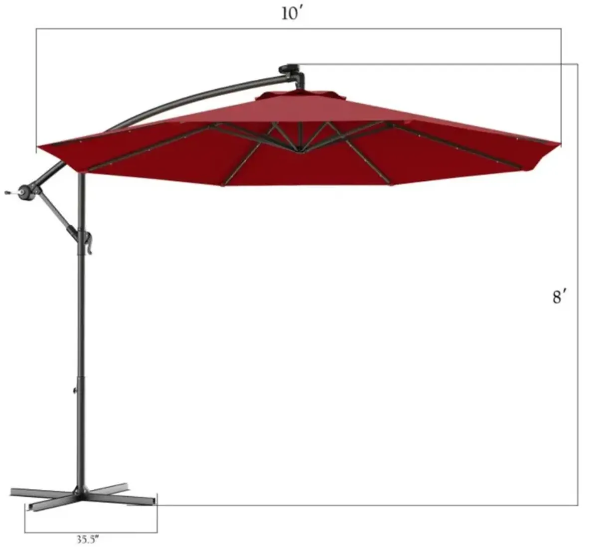 Hivvago 10 Feet Patio Umbrella with Crank and Solar LED Lights