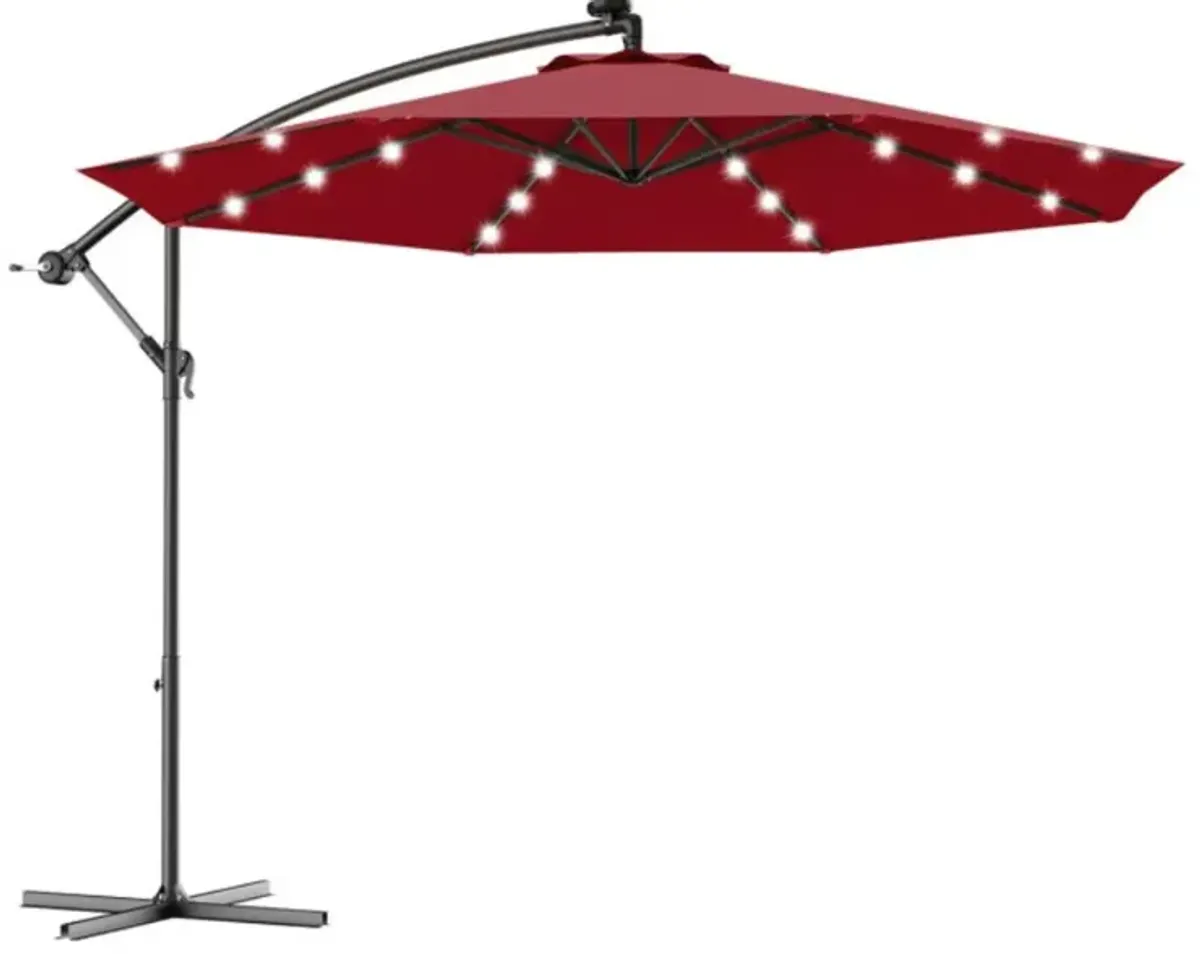 Hivvago 10 Feet Patio Umbrella with Crank and Solar LED Lights